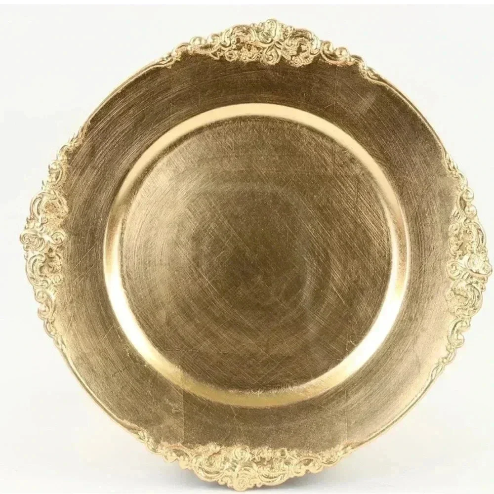 NWOT Vintage Acrylic Charger Plates, Gold - Set of 4